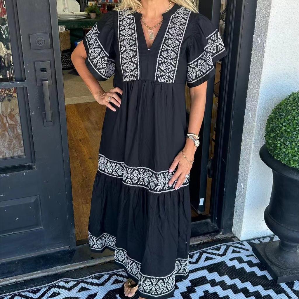 Aria | Boho Embroidered Maxi Dress