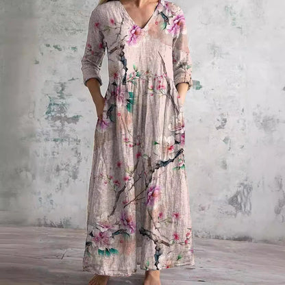 Alyvia | Summer Dress with V-Neck and Floral Pattern