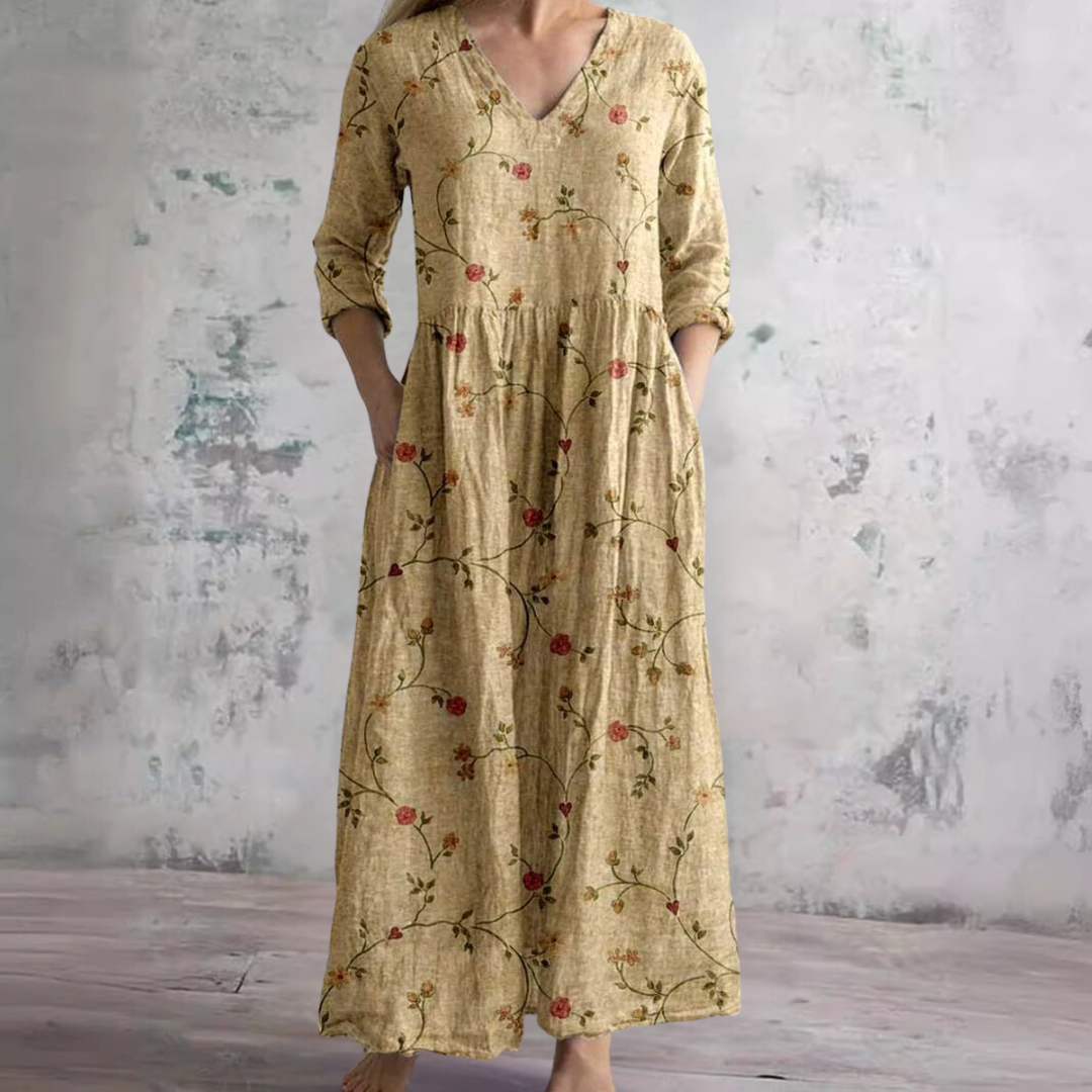 Alyvia | Summer Dress with V-Neck and Floral Pattern