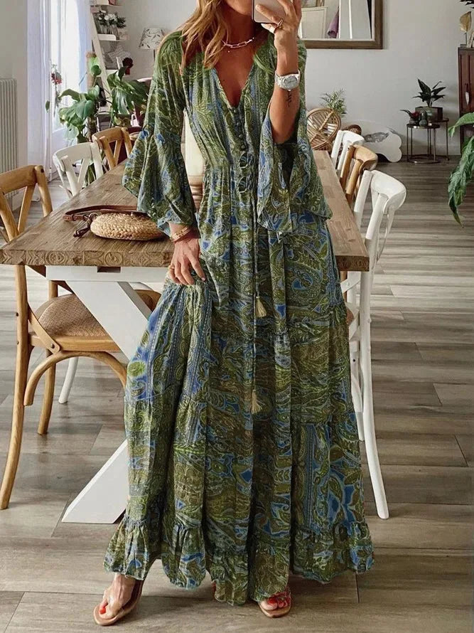 Charlotte | Bohemian V-Neck Maxi Dress