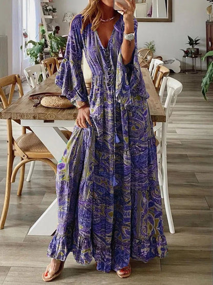 Charlotte | Bohemian V-Neck Maxi Dress